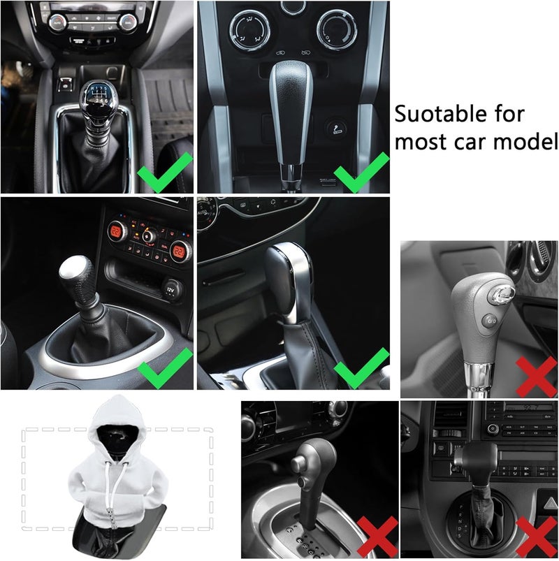 vvag Gear Shift Hoodie,Universal Shift Knob Hoodie, 4.7 Inch Car Shifter Stick Protector Decoration, Funny Hoodie Car Gear Shift Cover, Auto Interior Accessories Shifter Hoodie (White) - Image 4